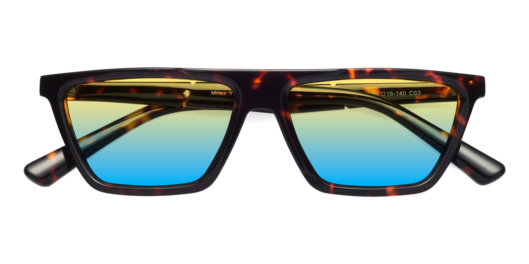 Folded Front of Miles in Tortoise with Yellow / Blue Gradient Lenses