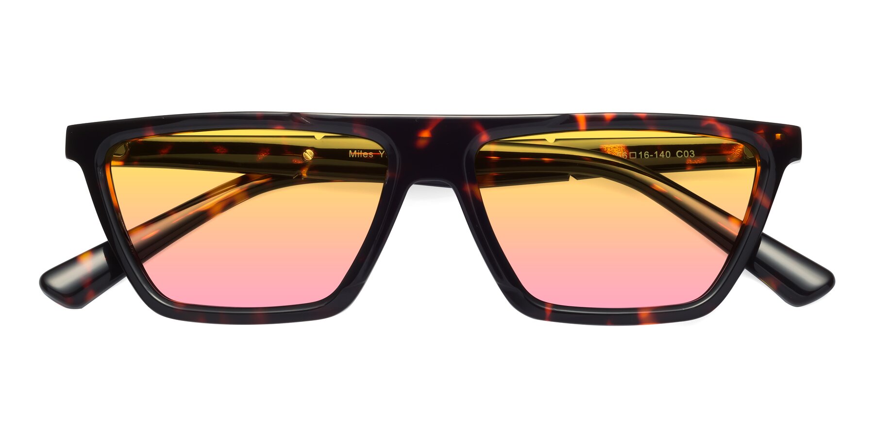 Folded Front of Miles in Tortoise with Yellow / Pink Gradient Lenses