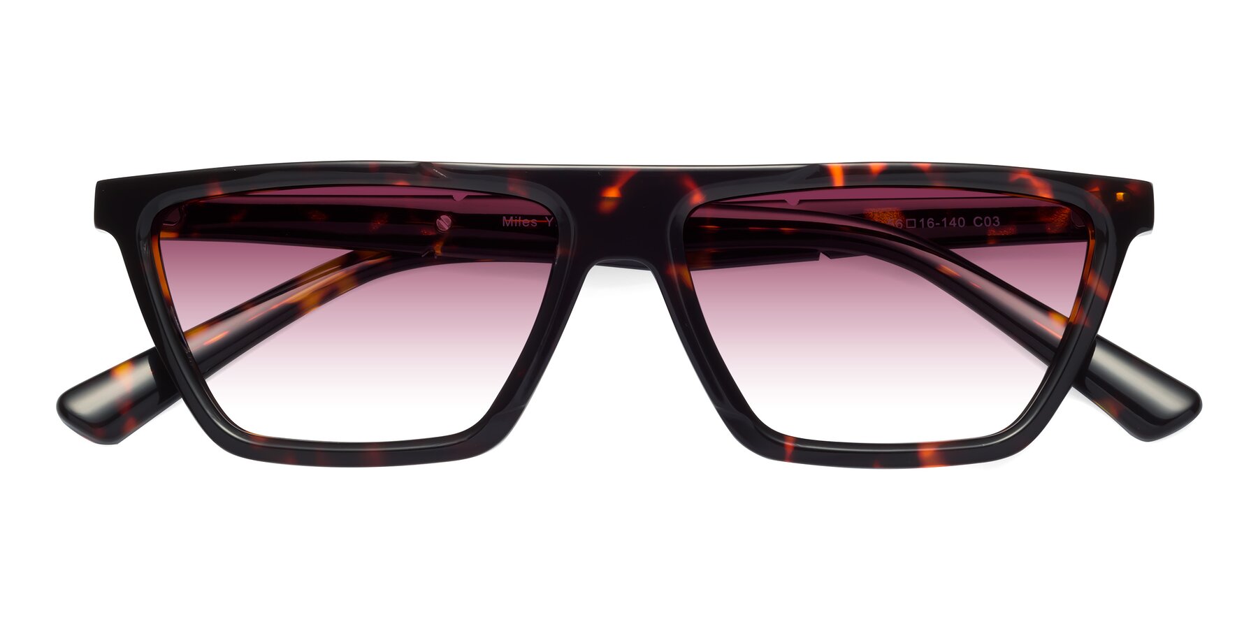 Folded Front of Miles in Tortoise with Wine Gradient Lenses