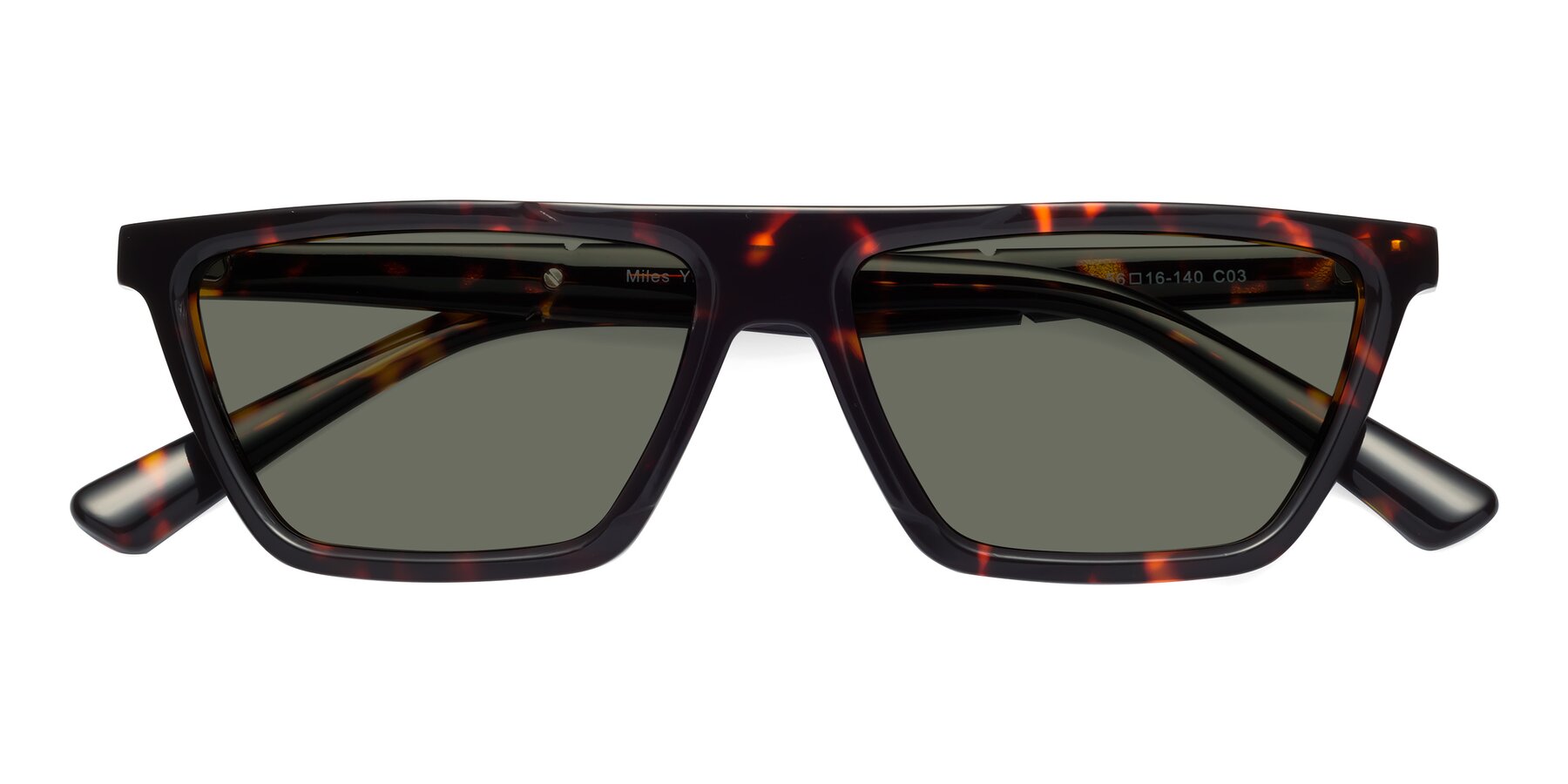 Folded Front of Miles in Tortoise with Gray Polarized Lenses