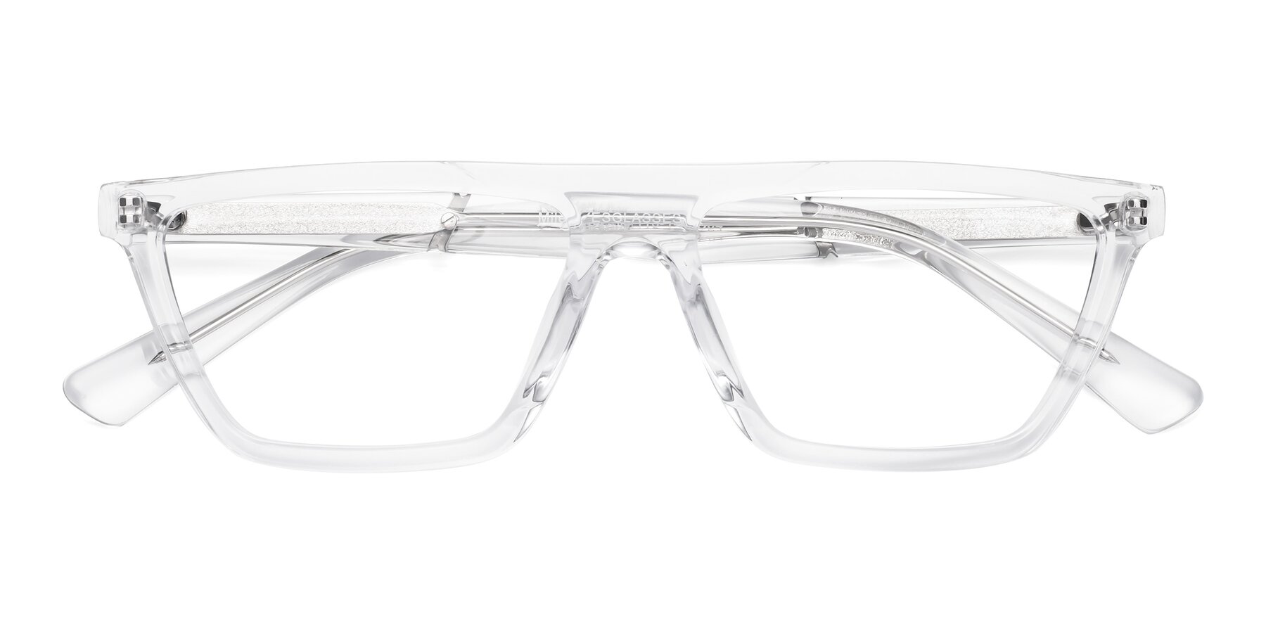 Folded Front of Miles in Clear with Clear Reading Eyeglass Lenses