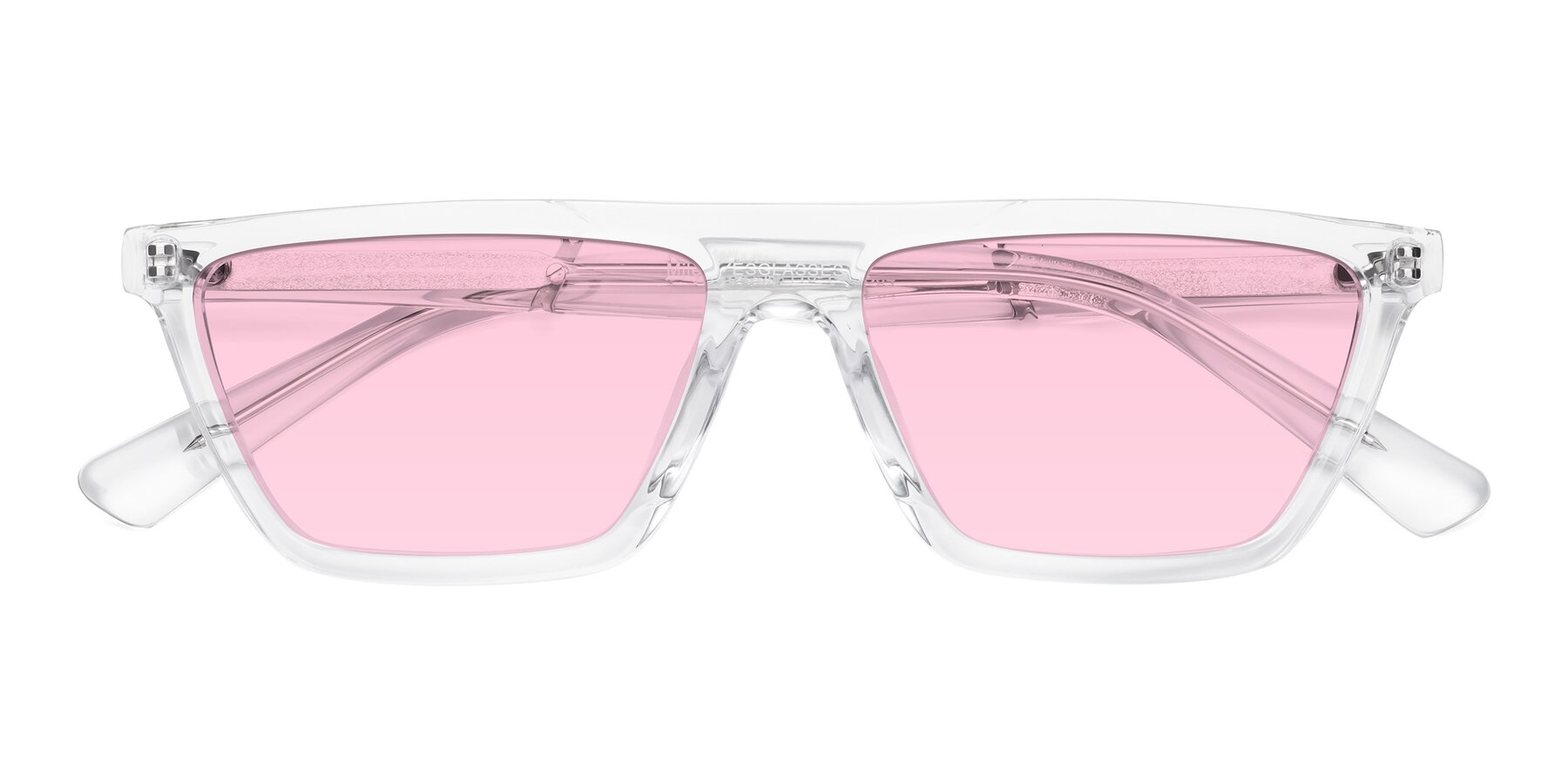 Folded Front of Miles in Clear with Light Pink Tinted Lenses