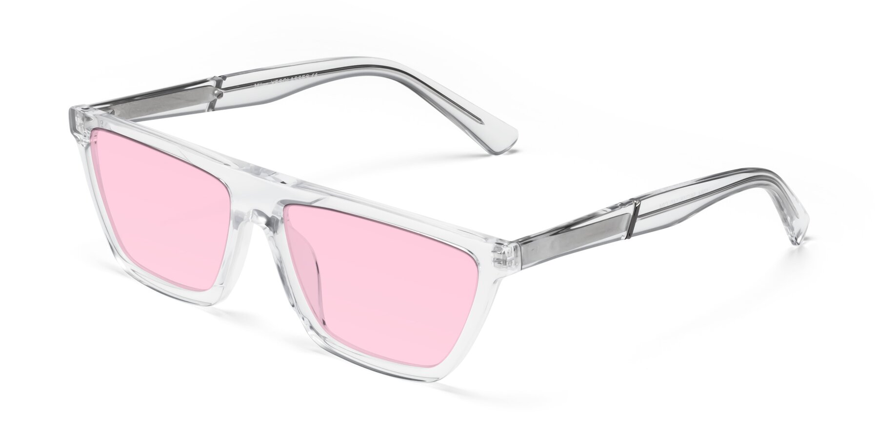 Angle of Miles in Clear with Light Pink Tinted Lenses