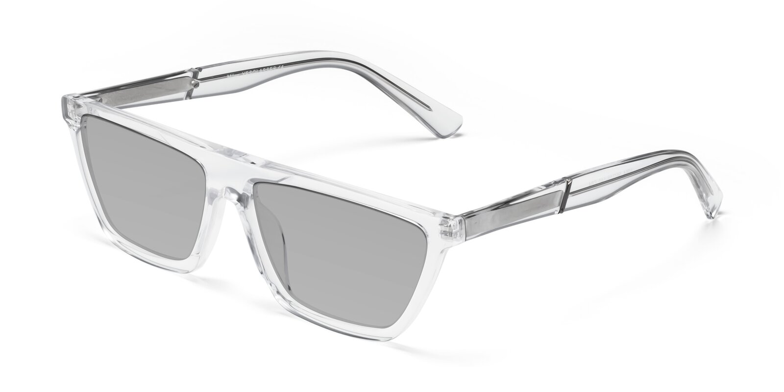 Clear Geek Chic Shield Geometric Tinted Sunglasses With Light Gray Sunwear Lenses Miles 