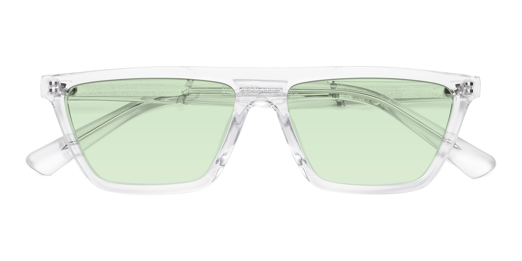 Folded Front of Miles in Clear with Light Green Tinted Lenses