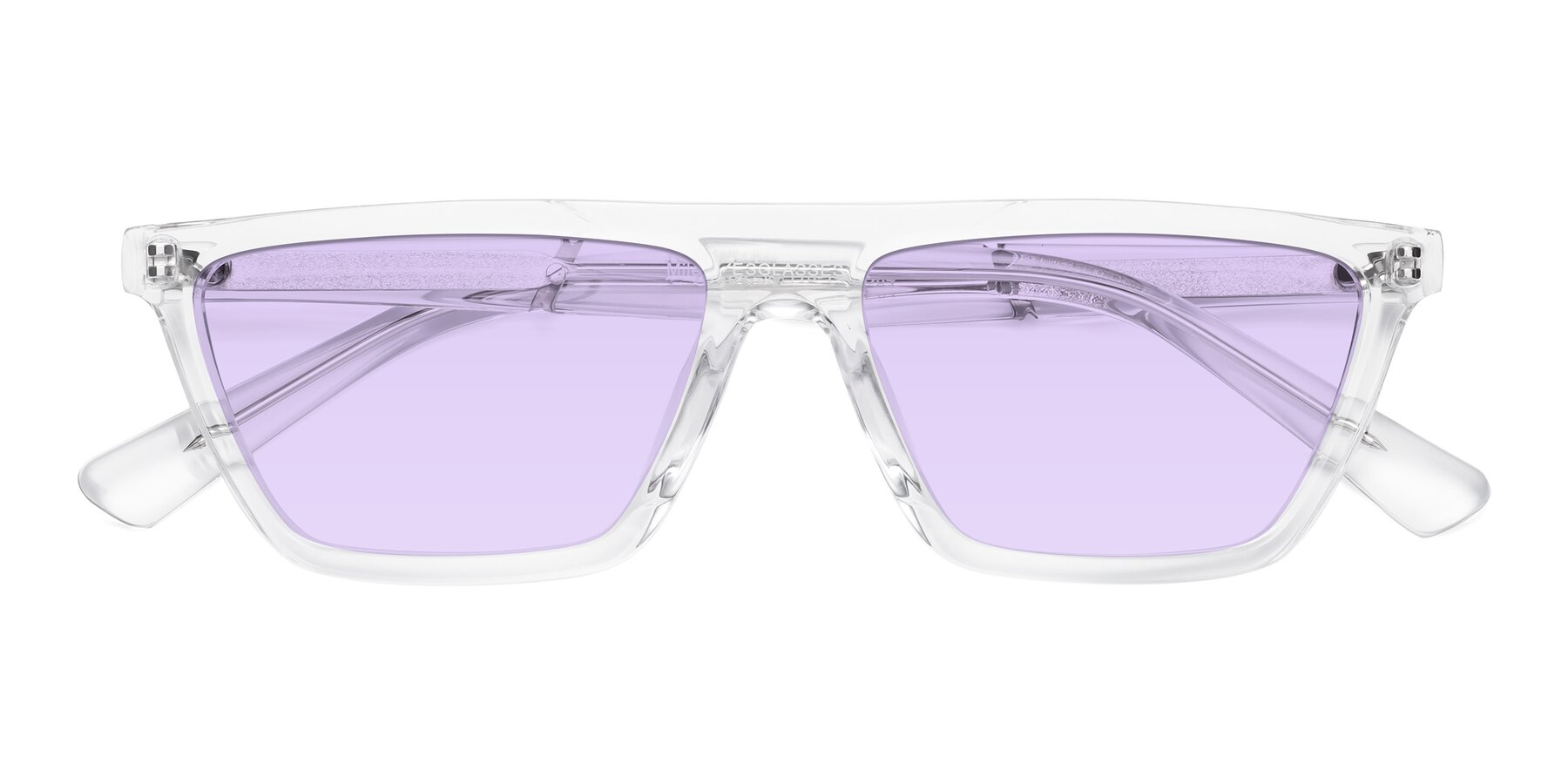 Folded Front of Miles in Clear with Light Purple Tinted Lenses