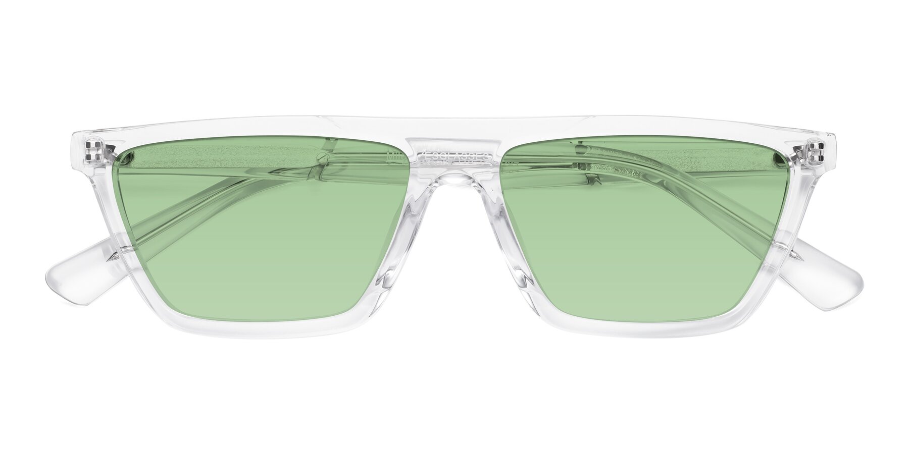 Folded Front of Miles in Clear with Medium Green Tinted Lenses