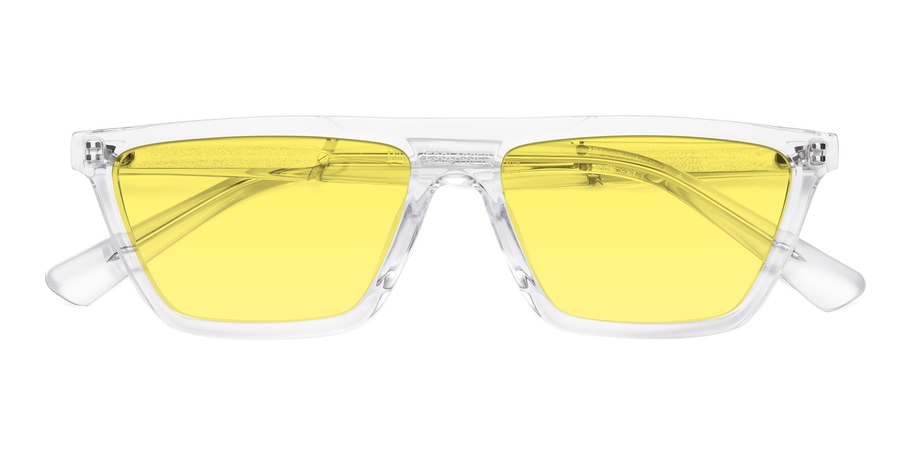 Folded Front of Miles in Clear with Medium Yellow Tinted Lenses