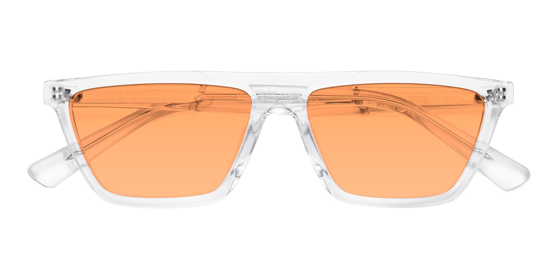 Folded Front of Miles in Clear with Medium Orange Tinted Lenses