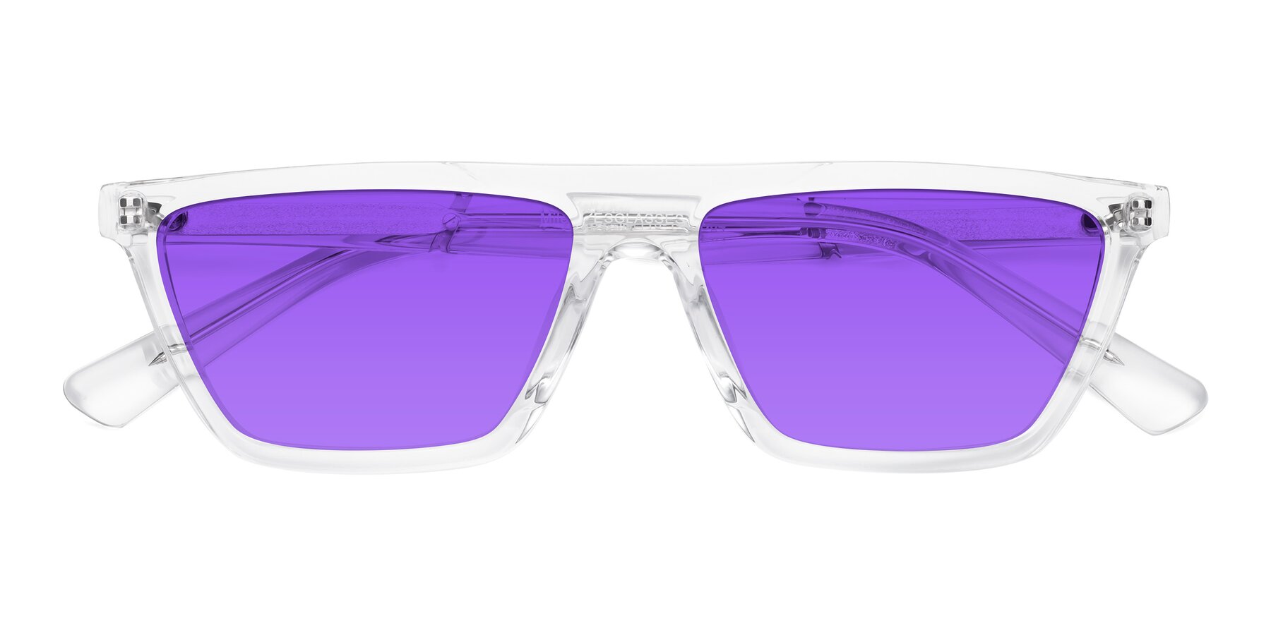 Folded Front of Miles in Clear with Purple Tinted Lenses