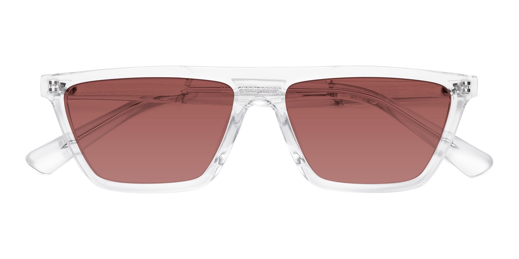 Folded Front of Miles in Clear with Garnet Tinted Lenses