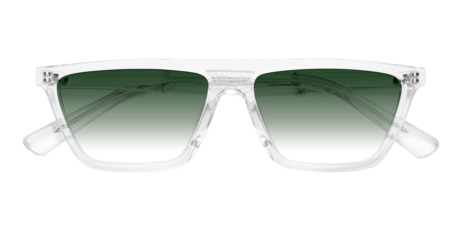 Folded Front of Miles in Clear with Green Gradient Lenses