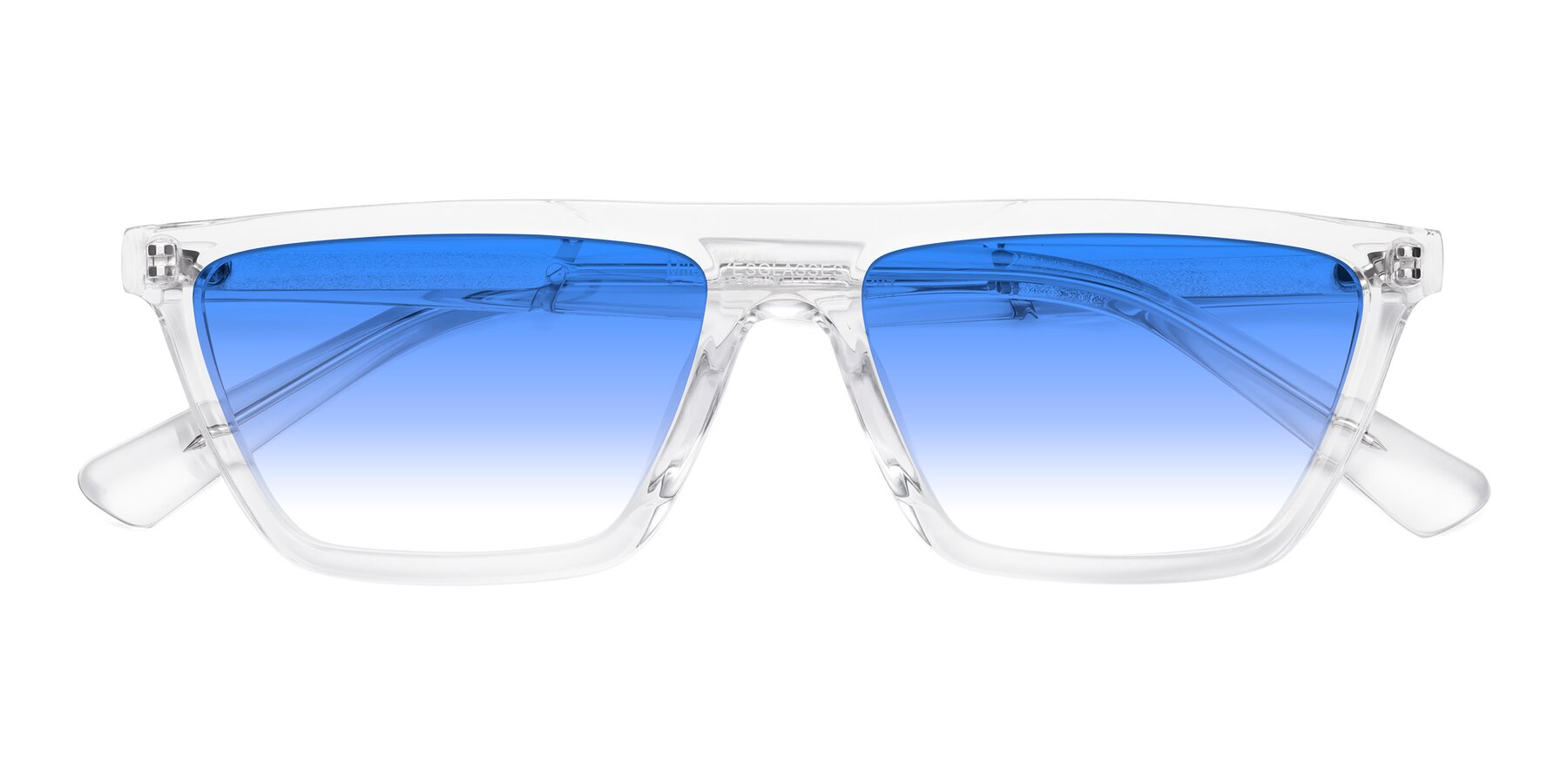 Folded Front of Miles in Clear with Blue Gradient Lenses