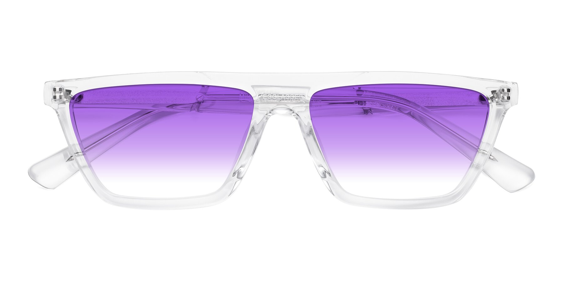 Folded Front of Miles in Clear with Purple Gradient Lenses