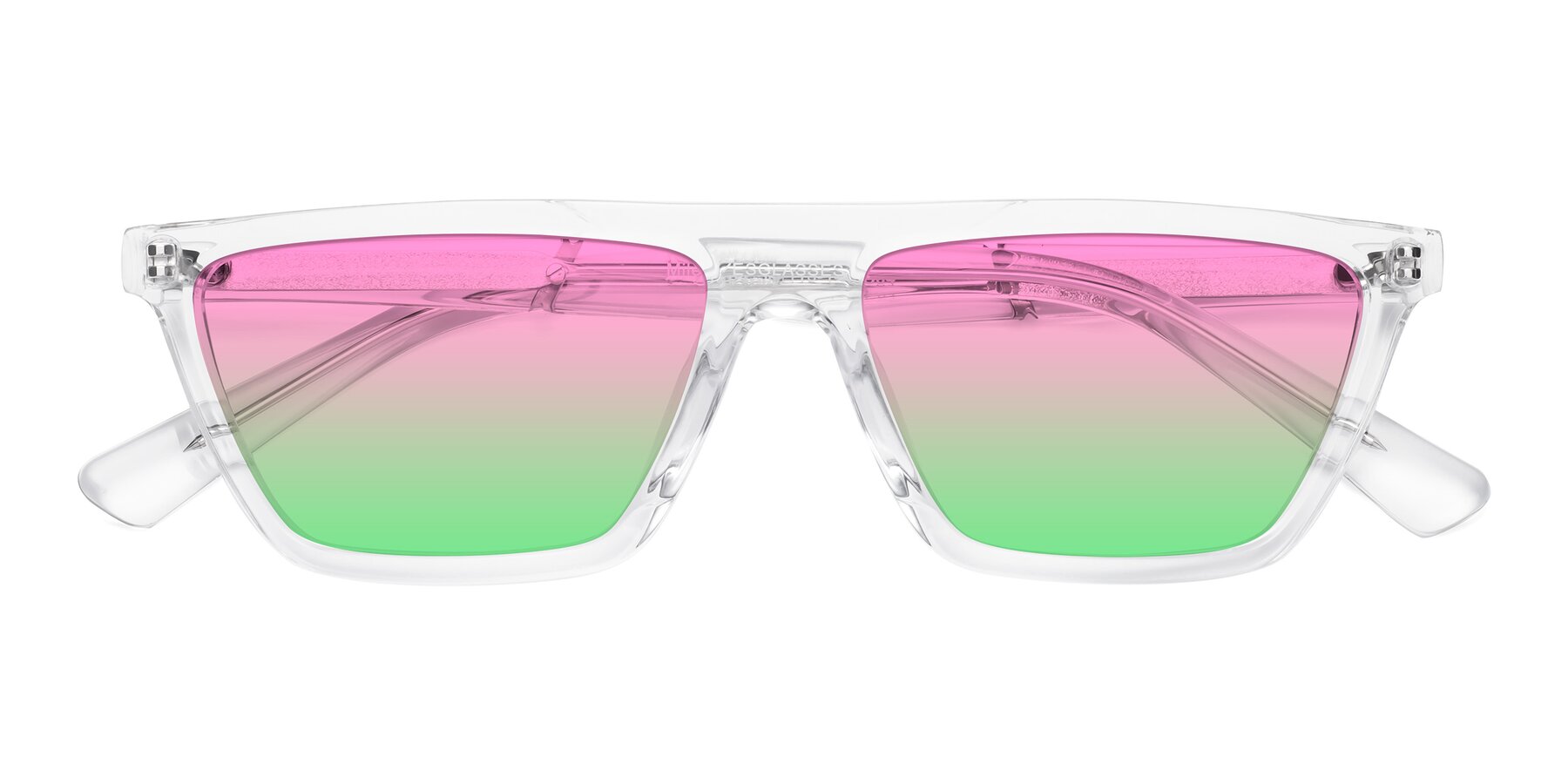 Folded Front of Miles in Clear with Pink / Green Gradient Lenses