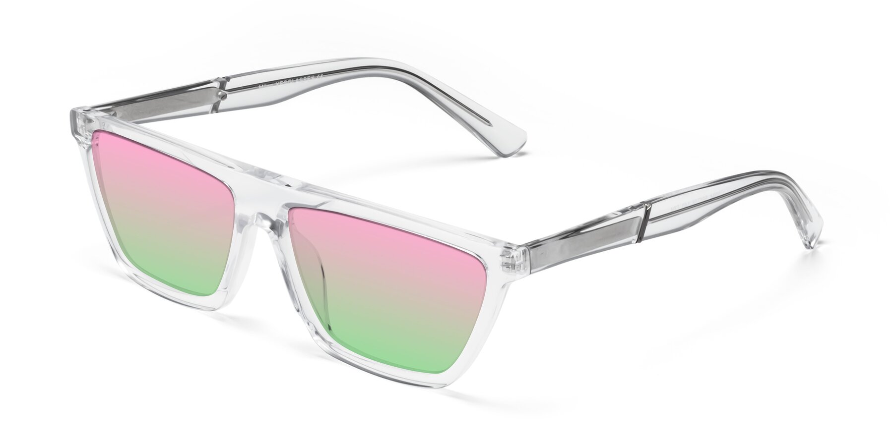 Angle of Miles in Clear with Pink / Green Gradient Lenses