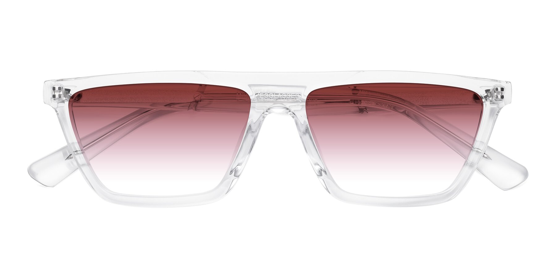 Folded Front of Miles in Clear with Garnet Gradient Lenses