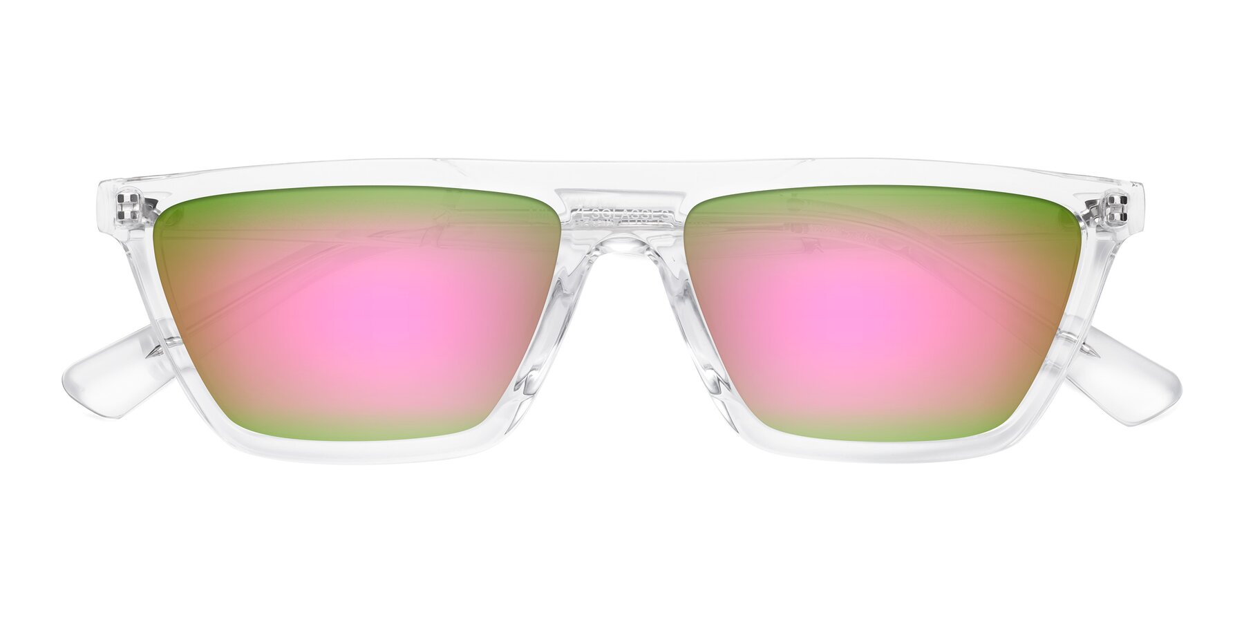 Folded Front of Miles in Clear with Pink Mirrored Lenses