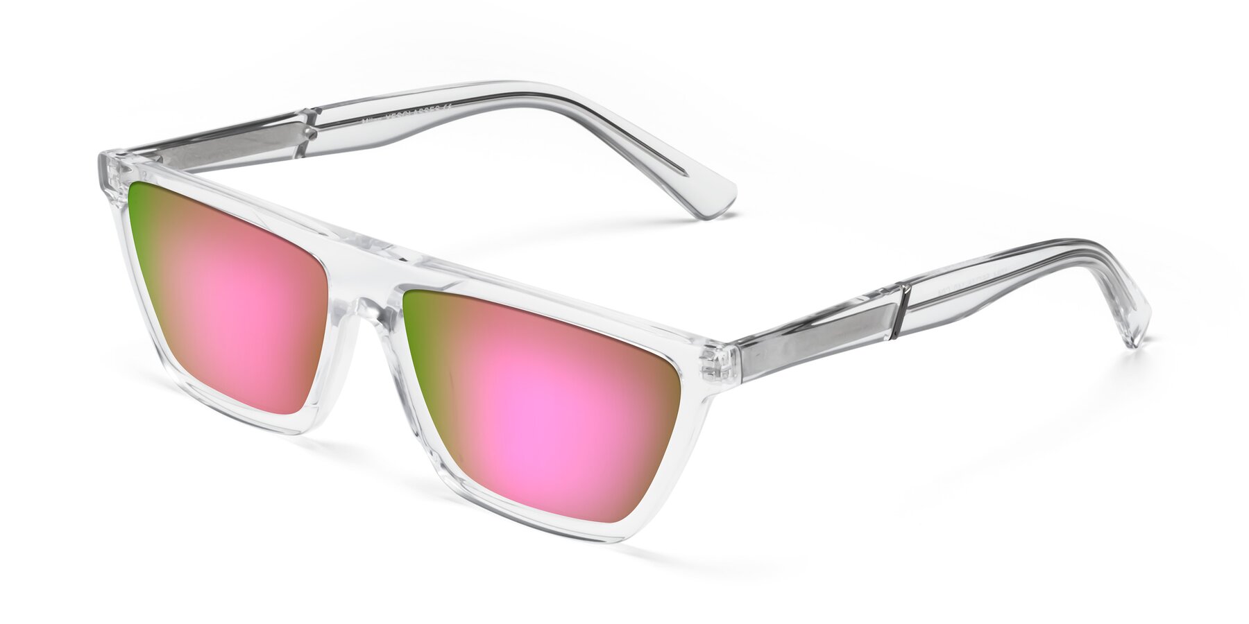 Angle of Miles in Clear with Pink Mirrored Lenses