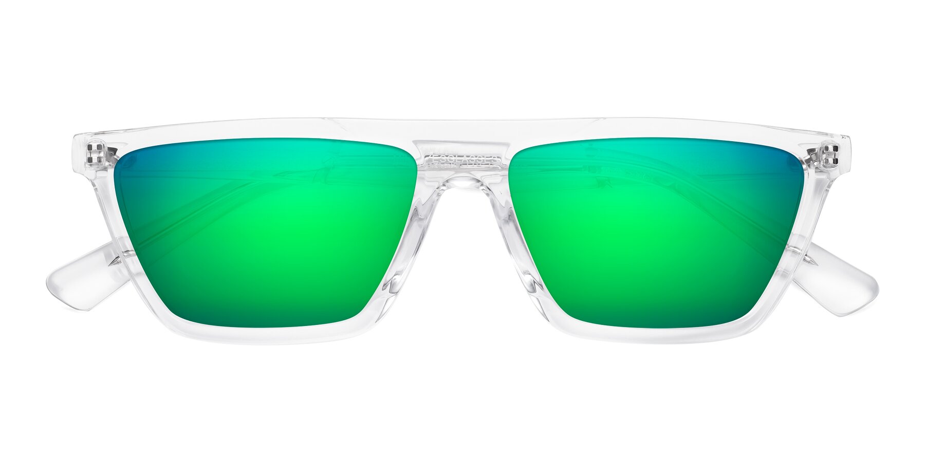 Folded Front of Miles in Clear with Green Mirrored Lenses