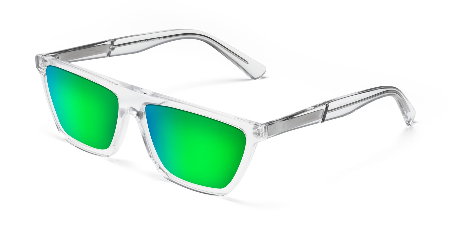 Angle of Miles in Clear with Green Mirrored Lenses