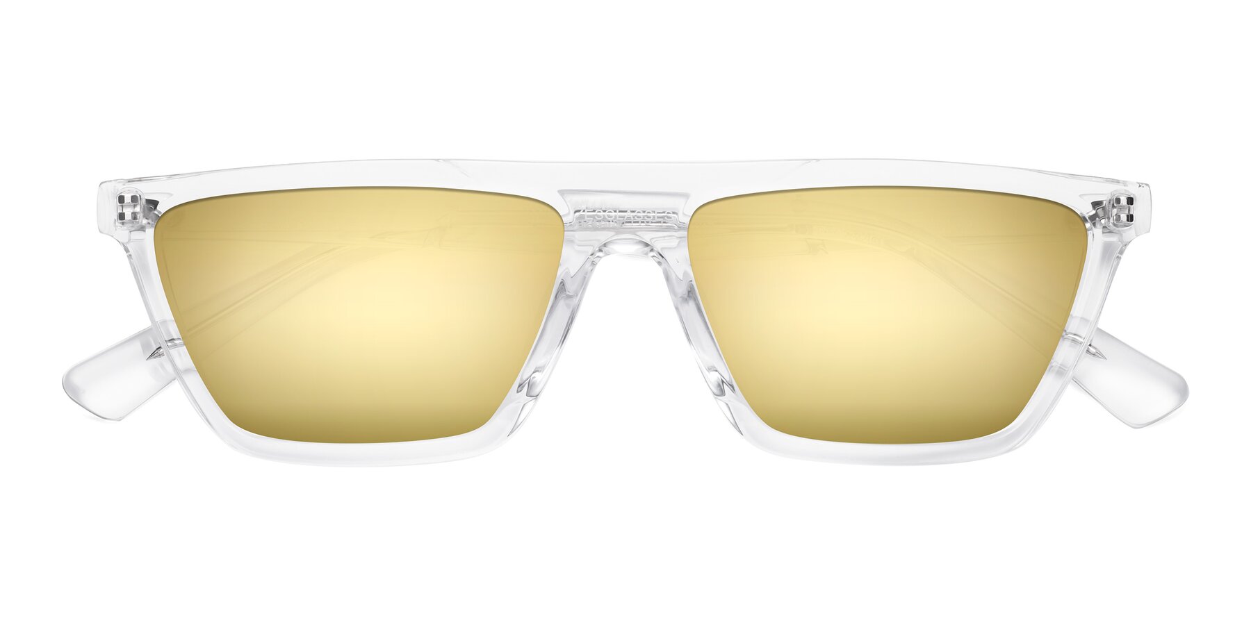 Folded Front of Miles in Clear with Gold Mirrored Lenses
