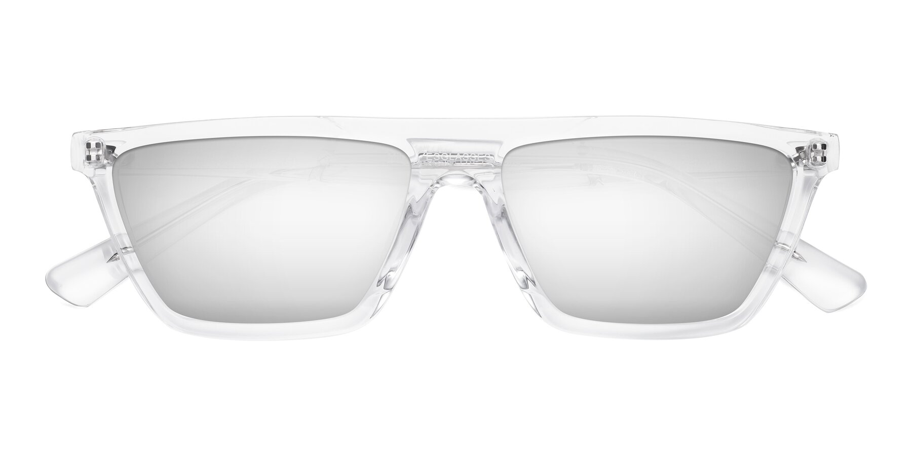 Folded Front of Miles in Clear with Silver Mirrored Lenses