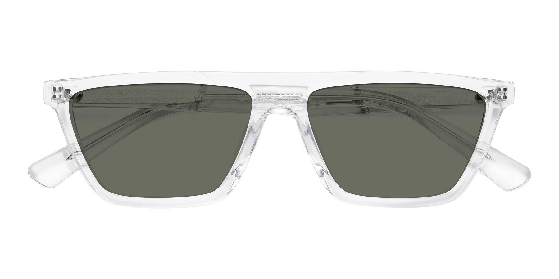Folded Front of Miles in Clear with Gray Polarized Lenses