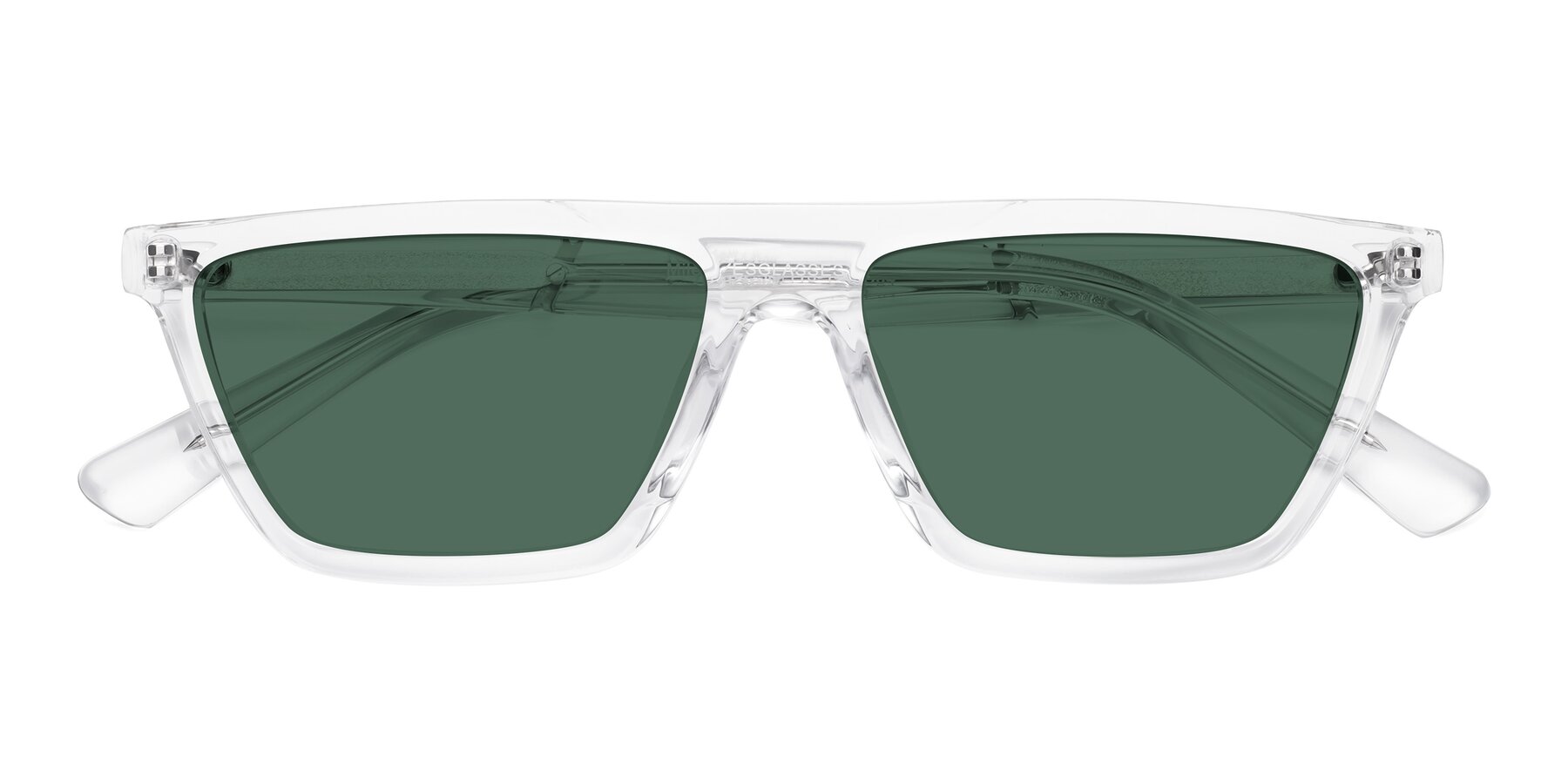 Folded Front of Miles in Clear with Green Polarized Lenses