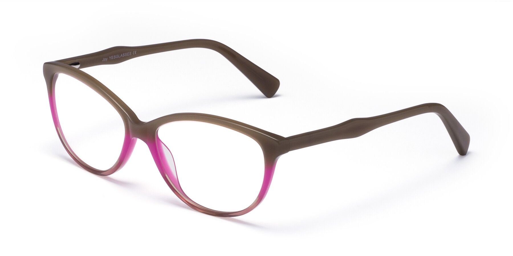 Angle of Joy in Floral Tan-Pink with Clear Reading Eyeglass Lenses