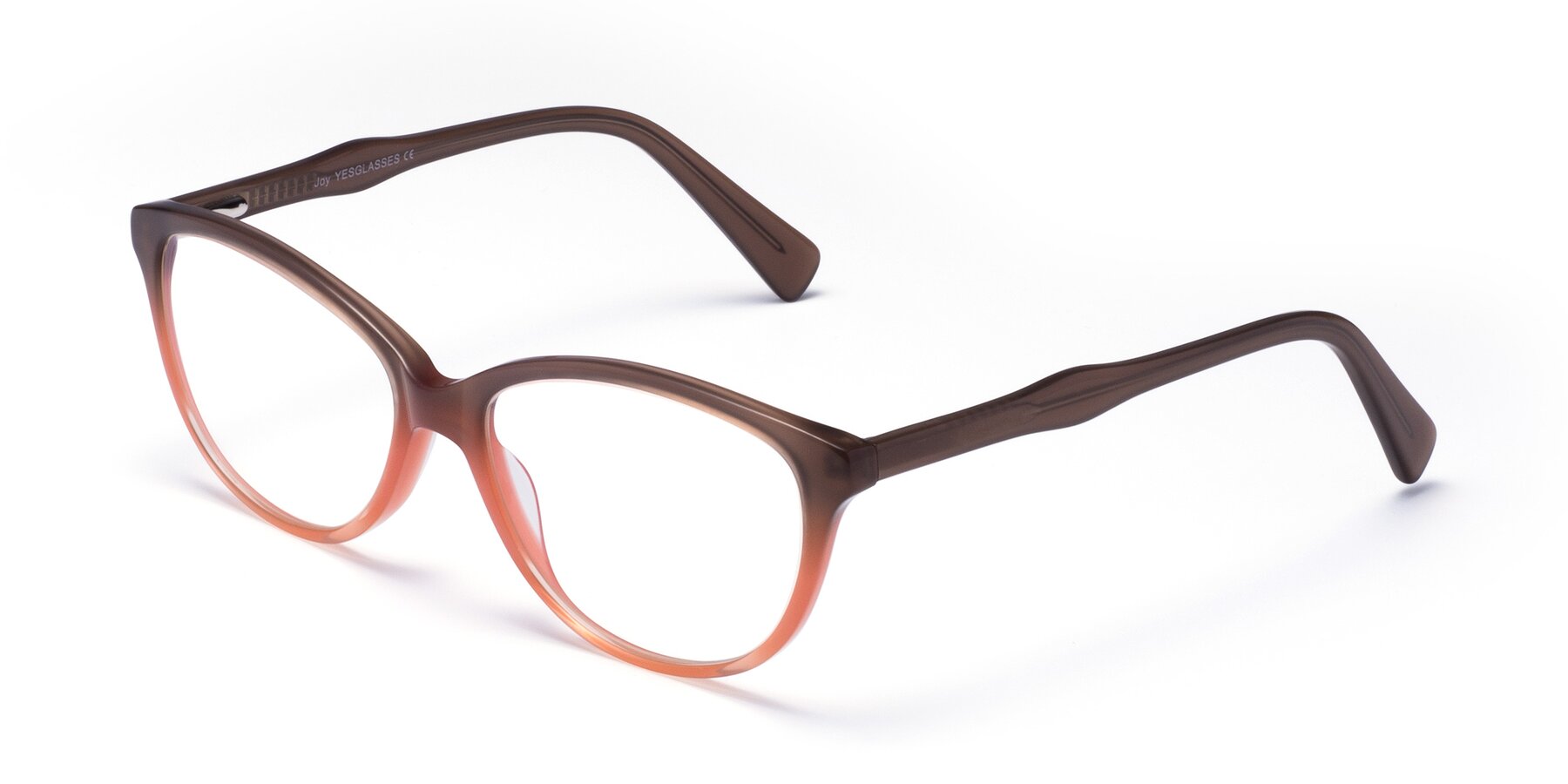 Angle of Joy in Floral Brown-Coral with Clear Blue Light Blocking Lenses