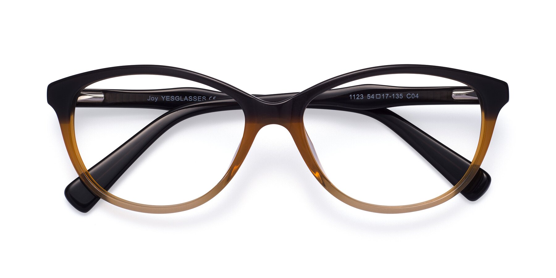 Folded Front of Joy in Floral Gray-Brown with Clear Blue Light Blocking Lenses