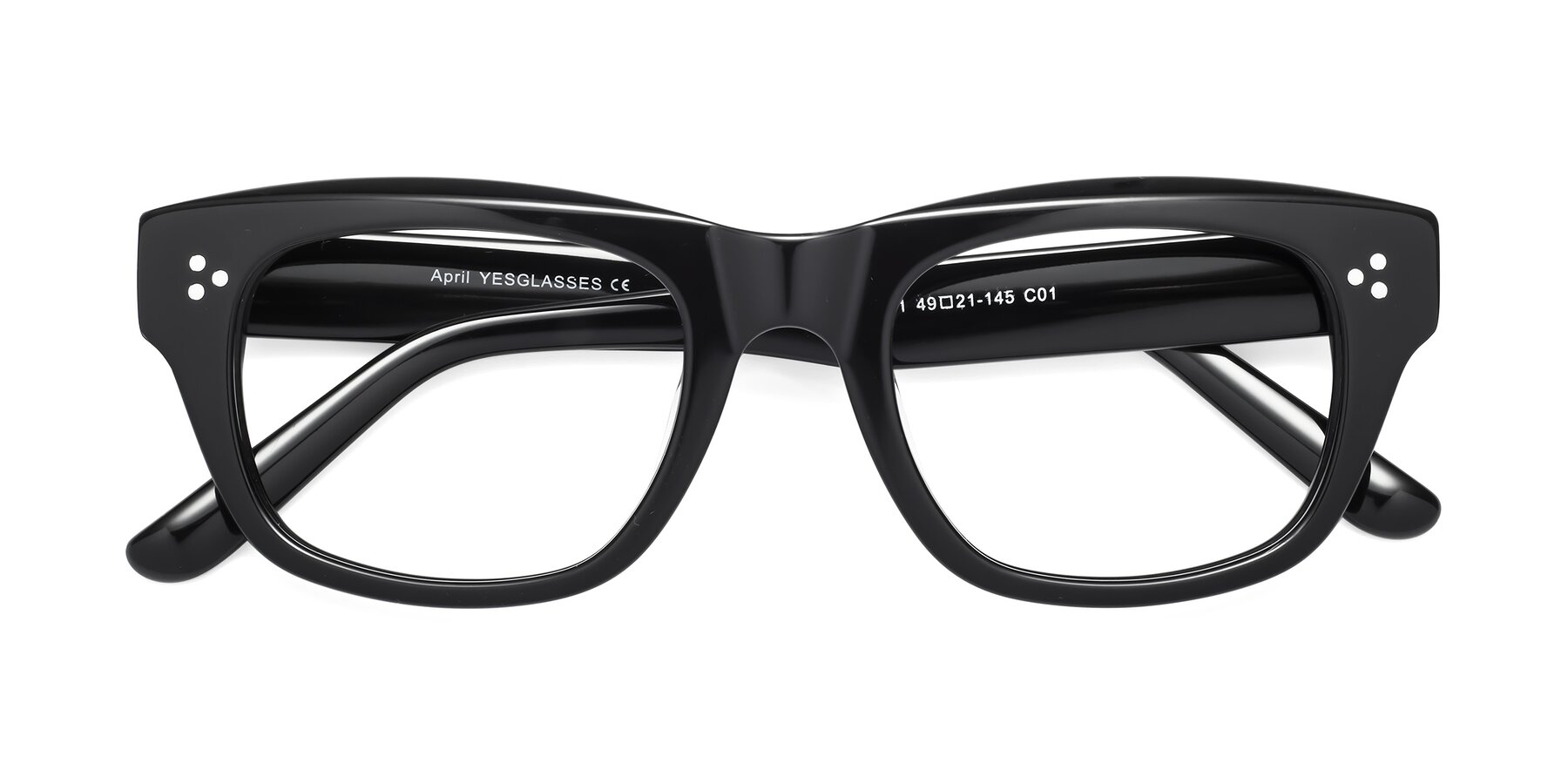 Folded Front of April in Black with Clear Reading Eyeglass Lenses