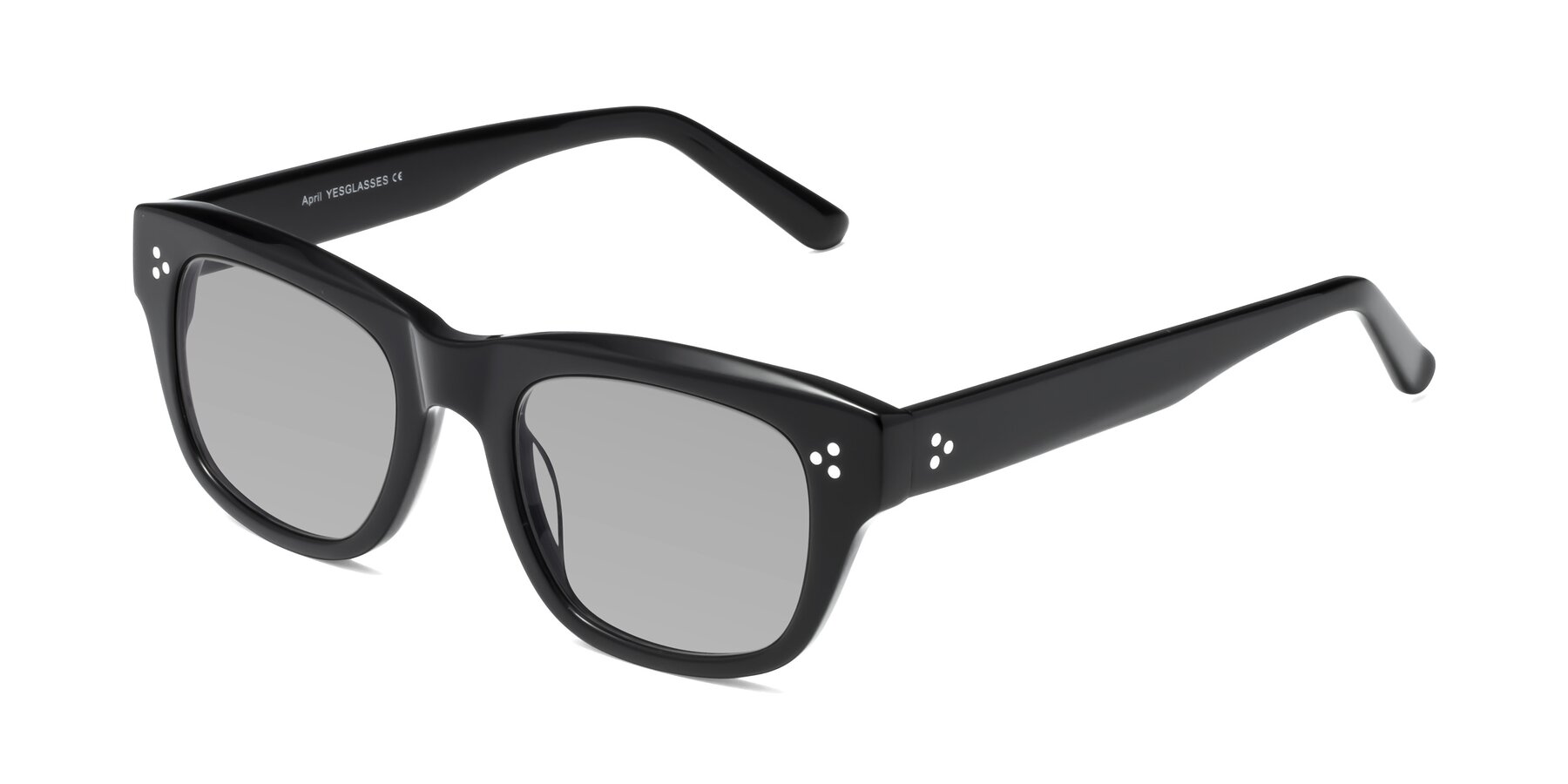 Angle of April in Black with Light Gray Tinted Lenses