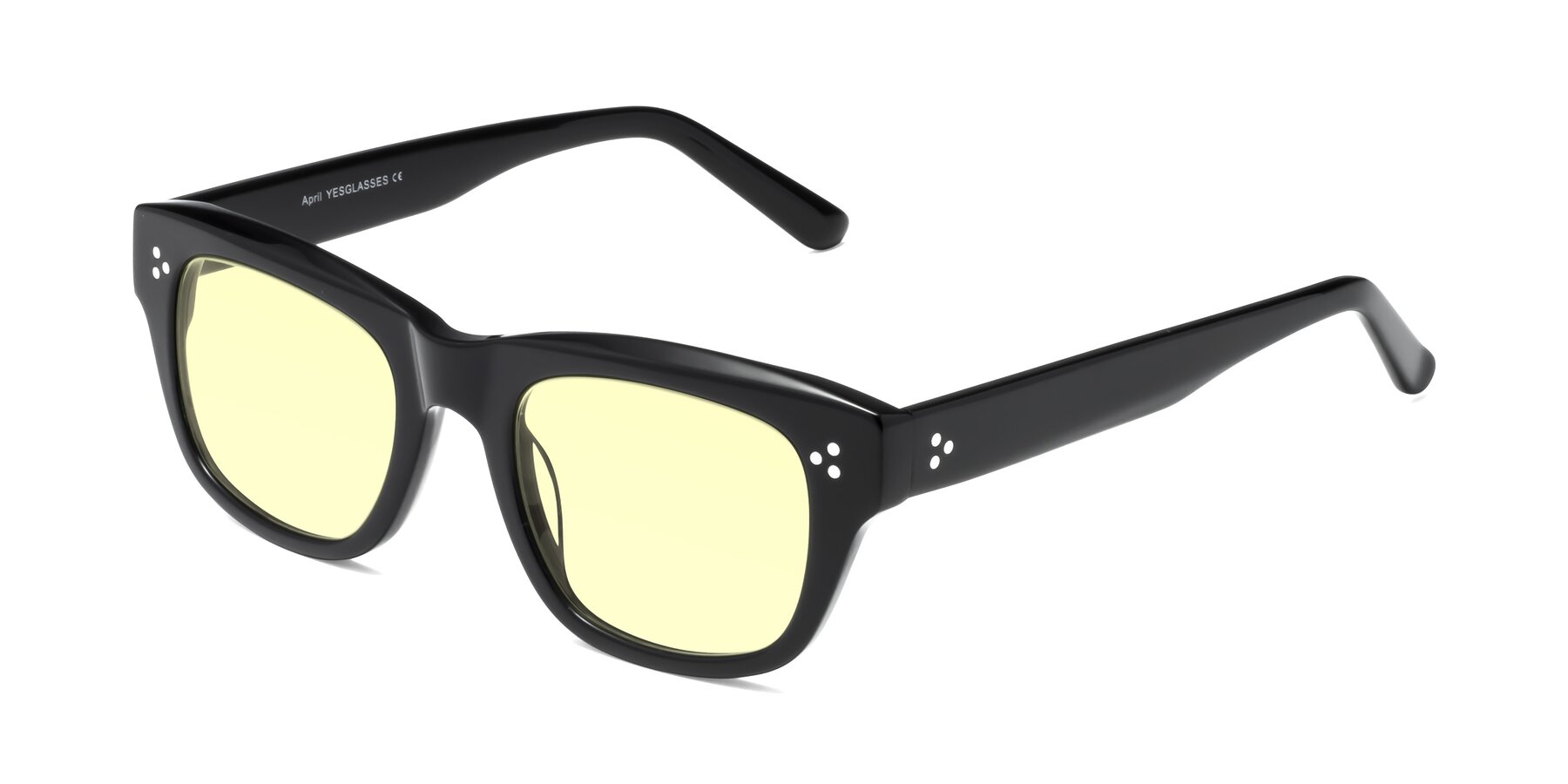 Angle of April in Black with Light Yellow Tinted Lenses