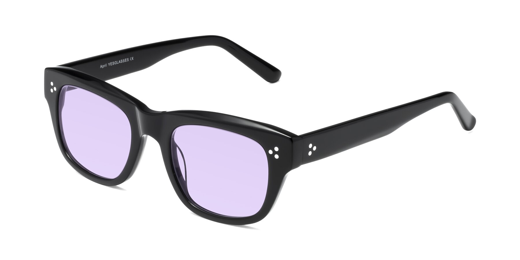 Angle of April in Black with Light Purple Tinted Lenses