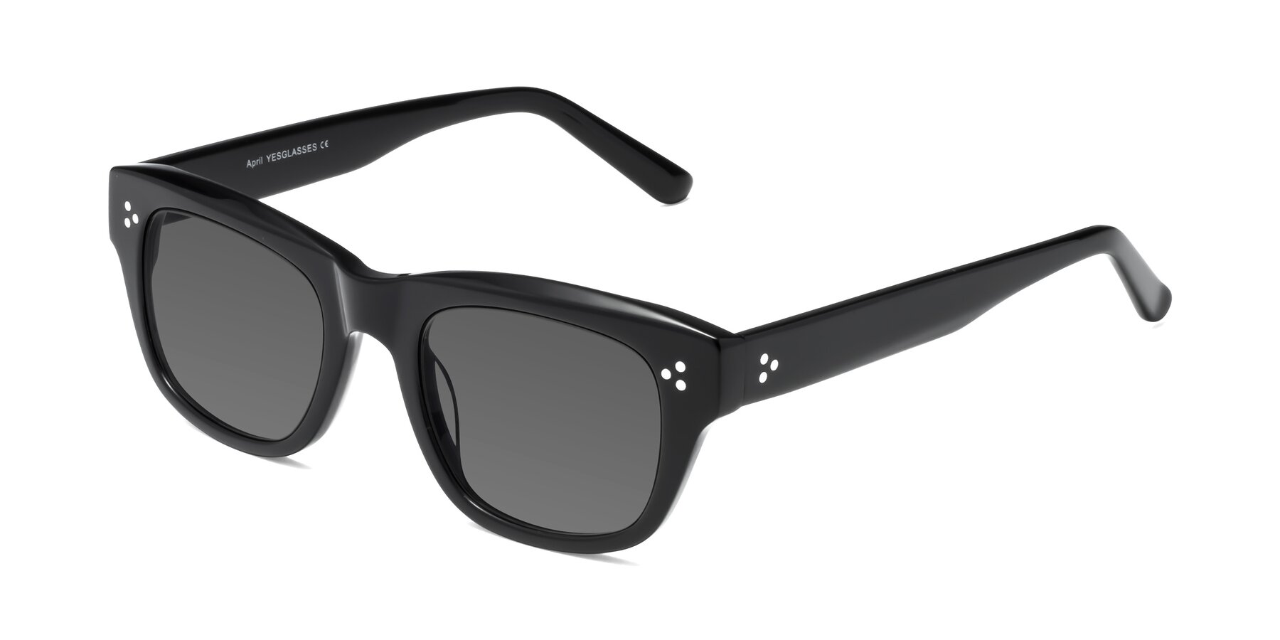 Angle of April in Black with Medium Gray Tinted Lenses