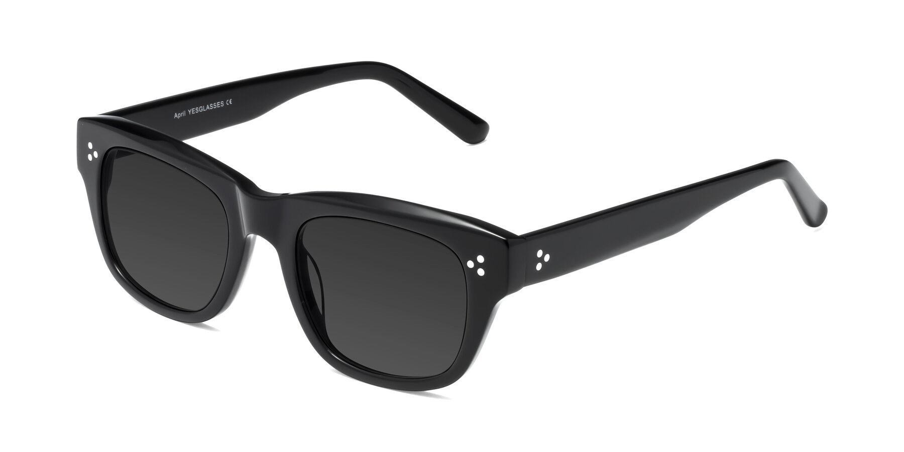 Angle of April in Black with Gray Tinted Lenses