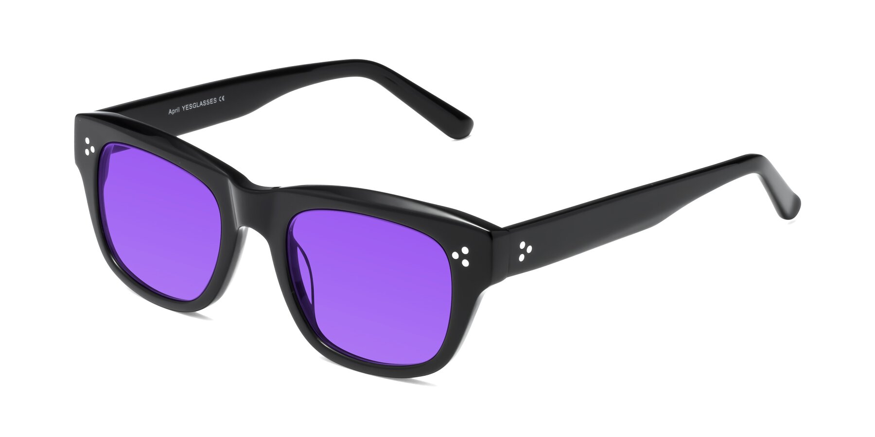 Angle of April in Black with Purple Tinted Lenses