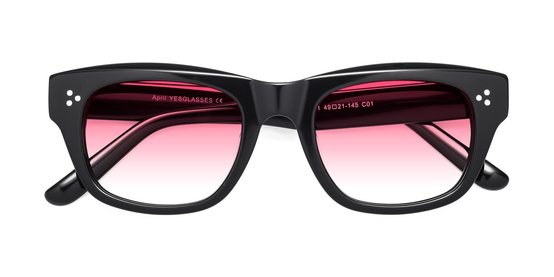 Folded Front of April in Black with Pink Gradient Lenses