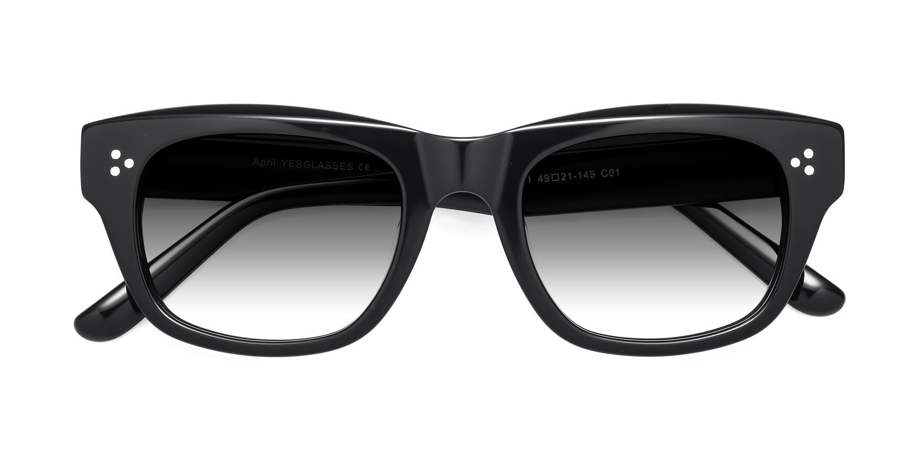 Folded Front of April in Black with Gray Gradient Lenses