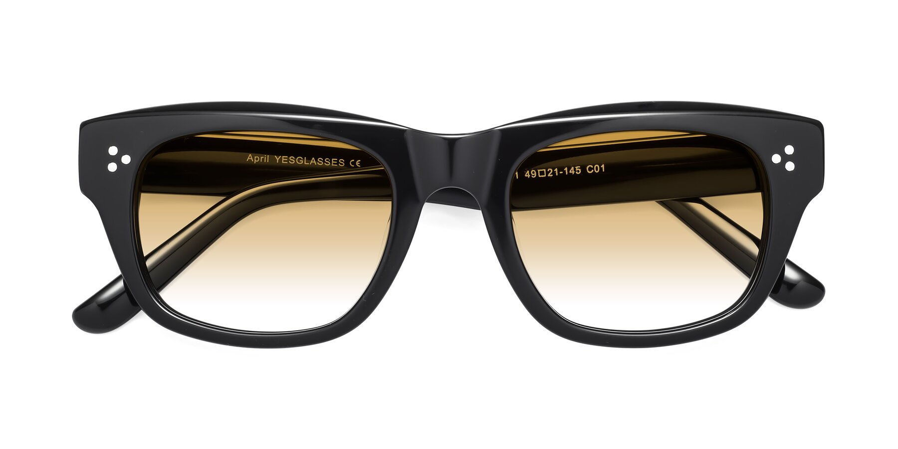 Folded Front of April in Black with Champagne Gradient Lenses