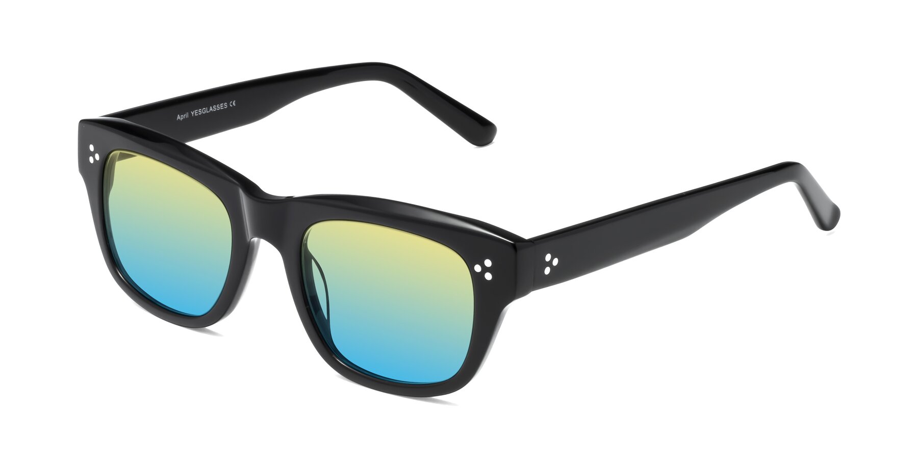 Angle of April in Black with Yellow / Blue Gradient Lenses