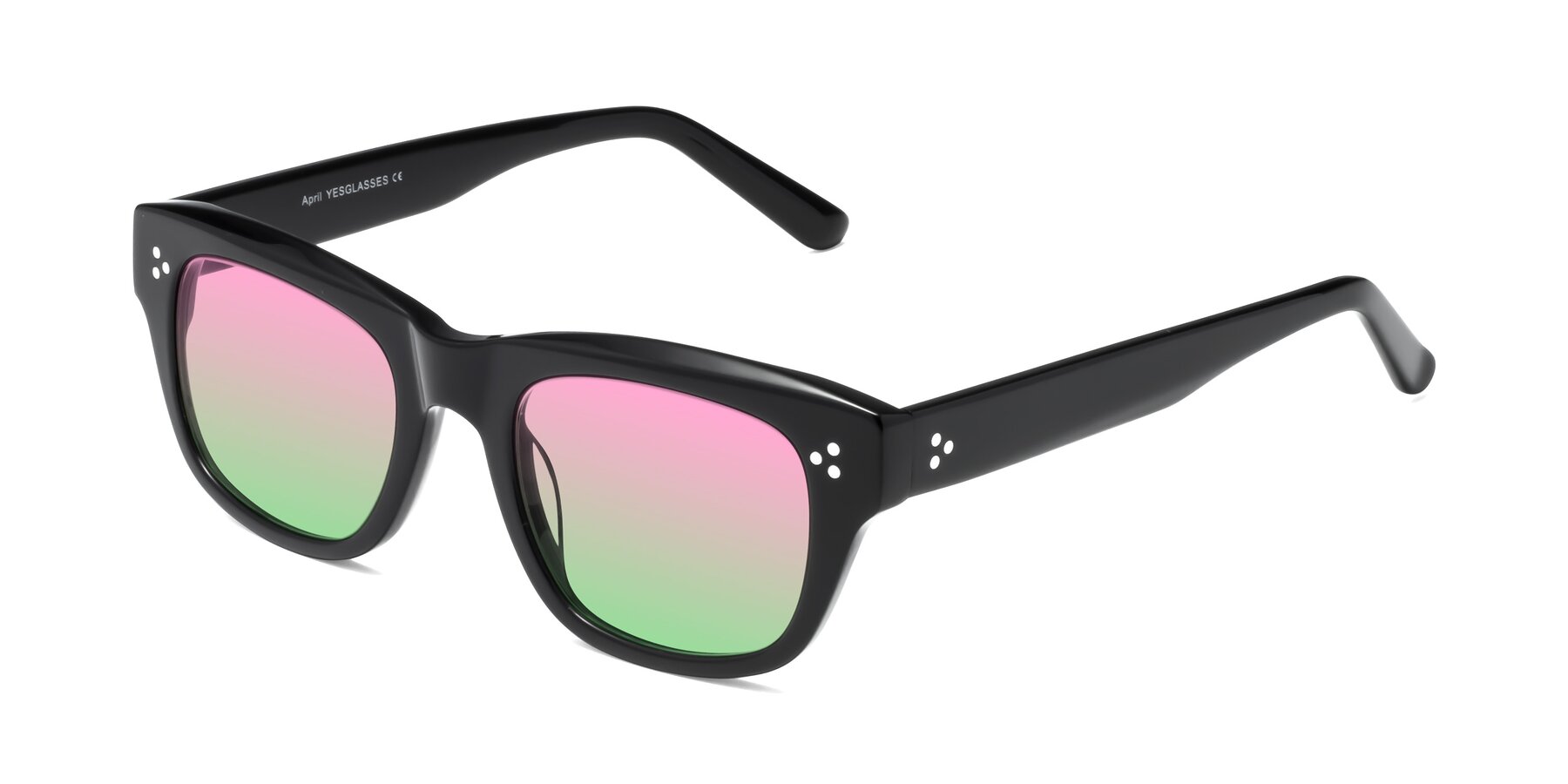 Angle of April in Black with Pink / Green Gradient Lenses