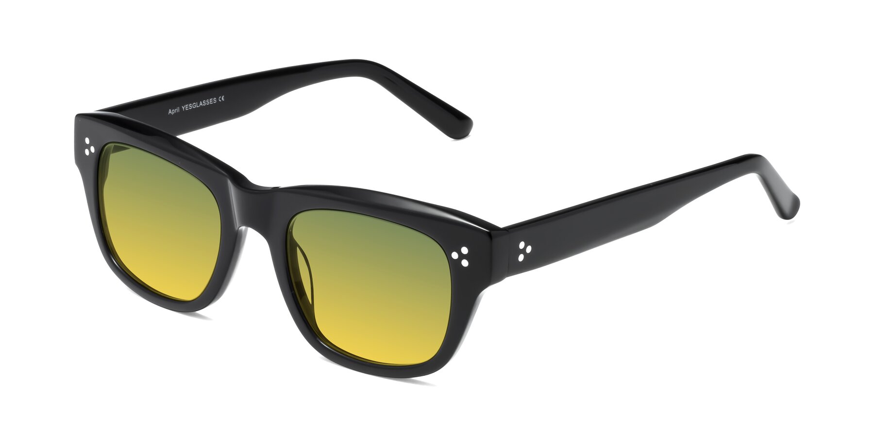 Angle of April in Black with Green / Yellow Gradient Lenses