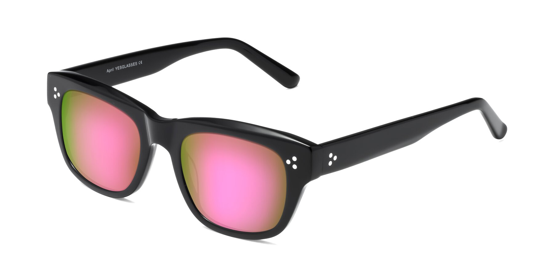 Angle of April in Black with Pink Mirrored Lenses