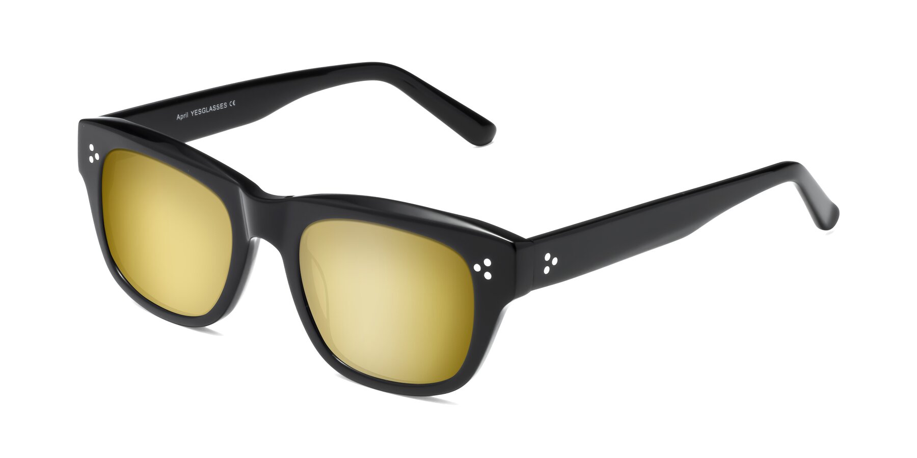 Angle of April in Black with Gold Mirrored Lenses
