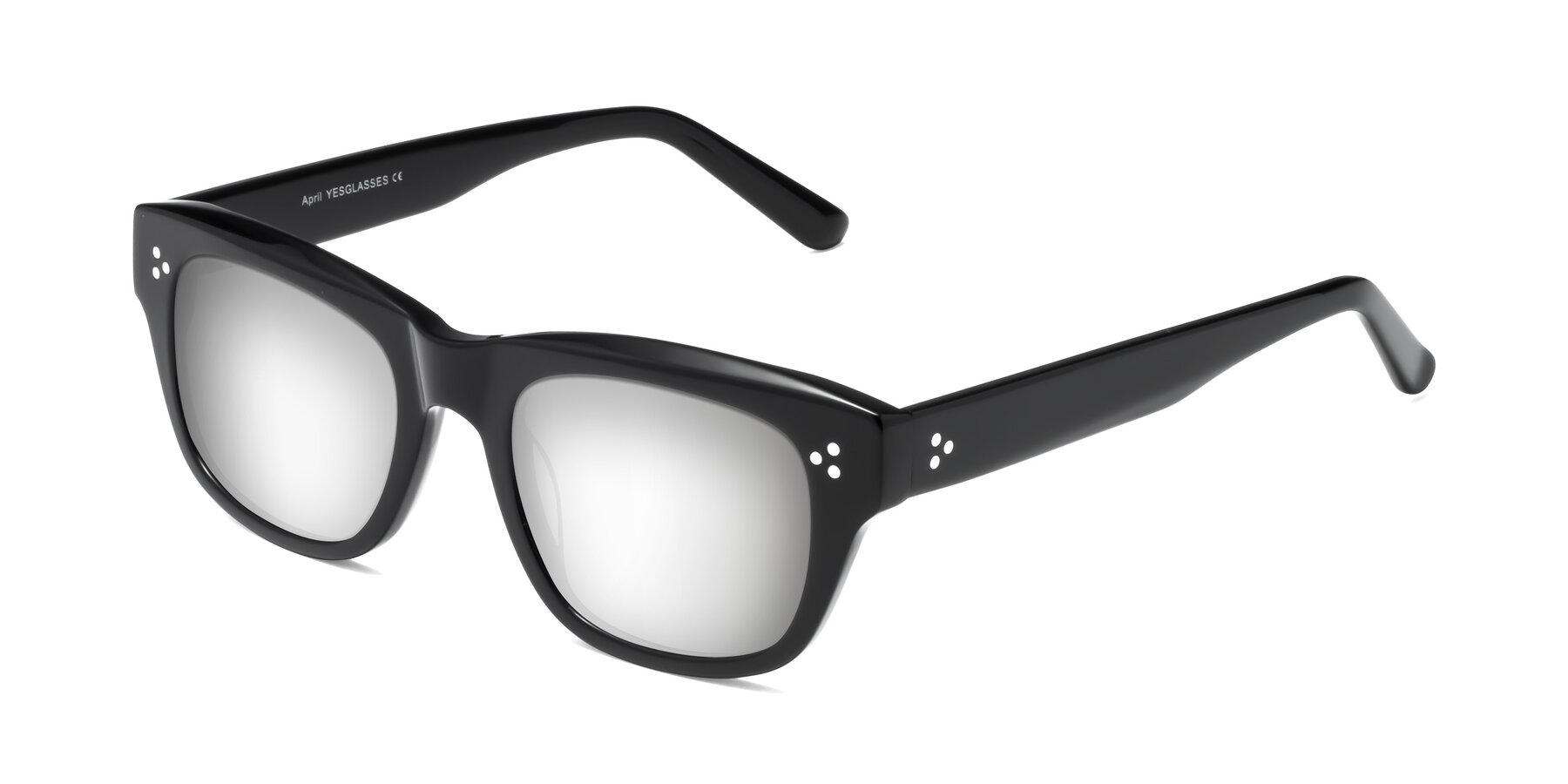 Angle of April in Black with Silver Mirrored Lenses