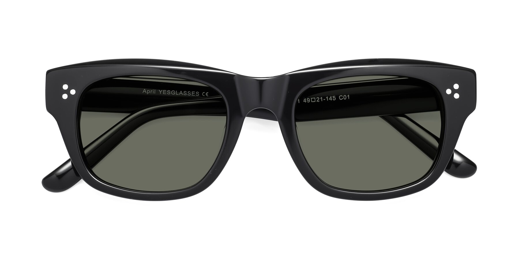 Folded Front of April in Black with Gray Polarized Lenses