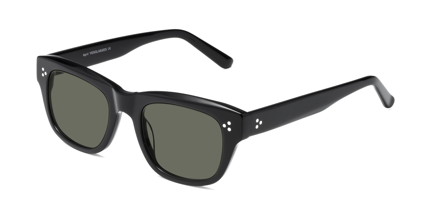 Angle of April in Black with Gray Polarized Lenses